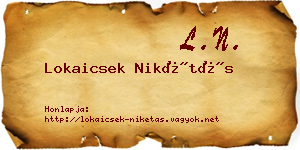 Lokaicsek Nikétás névjegykártya